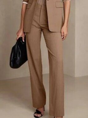 NWOT Tan Banana Republic Sienna Straight Italian Wool Trouser Size 10